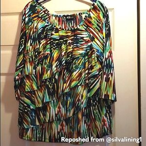 💥3 FOR $13!💥 AGB Women's 2X Blouse | Beautiful, Colorful, & Layered 3/4 Sleeve